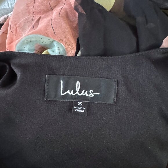 NWT LULU'S Wondrous Water Lilies Black Floral Print Chiffon Flowy Maxi Dress S - Picture 6 of 7